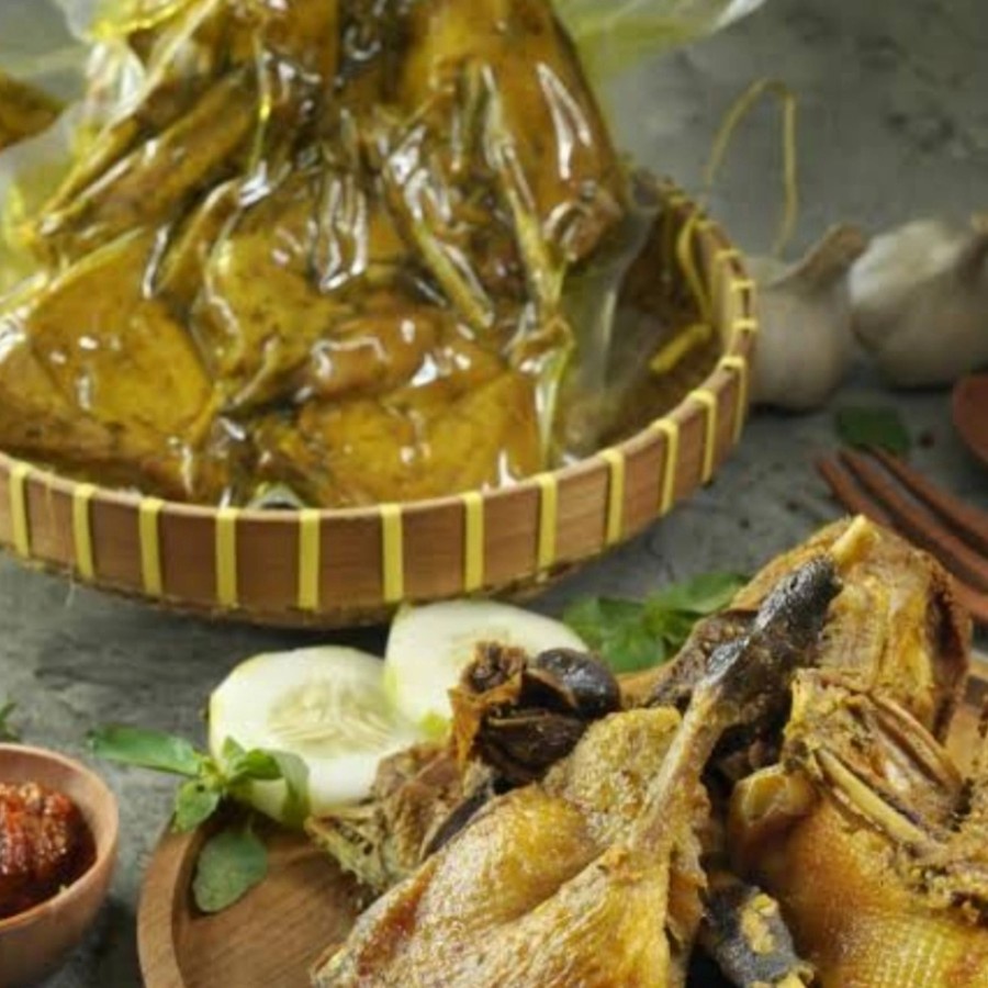 

bebek ungkep bumbu kuning kemasan froozen plus sambal