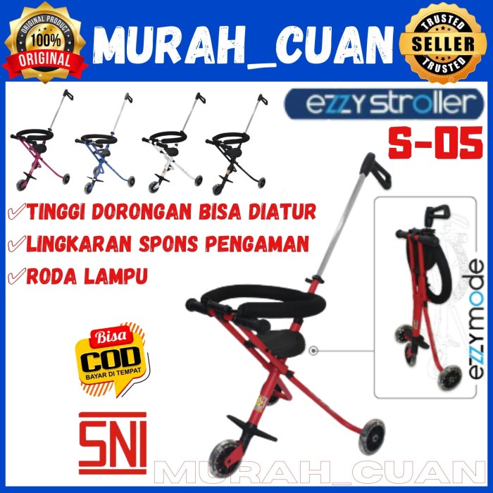 Dorongan Bayi PMB EZZY STROLLER S O5 Roda 3 Lampu Kursi Dorong Anak