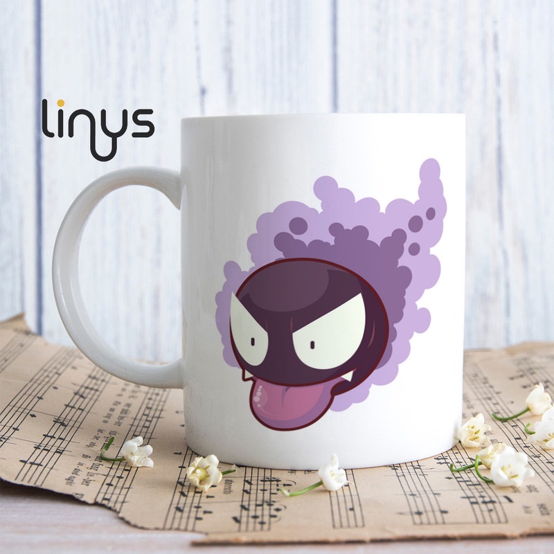 Mug gelas pokemon gastly shows tongue