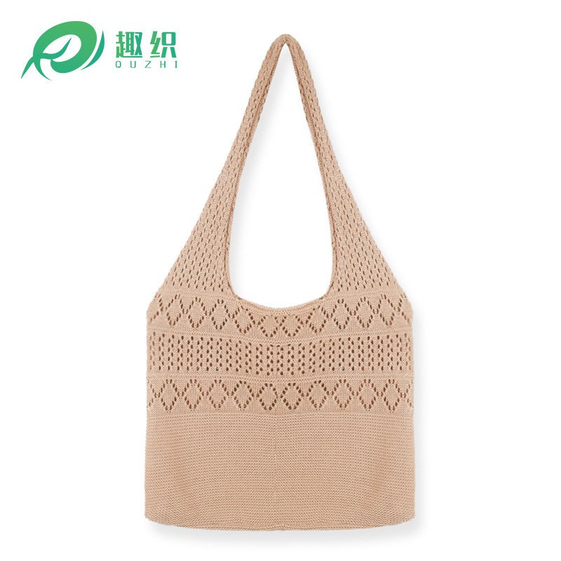 2023Amazon Cross-Border Tas Benang Wol Keluaran Baru Tas Rajutan Desain Berlubang JalainsTas Jinjing