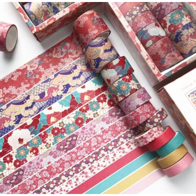 

SALE 12pc/set Vintage Retro Washi Tape Masking Tape Selotip Kertas Jepang