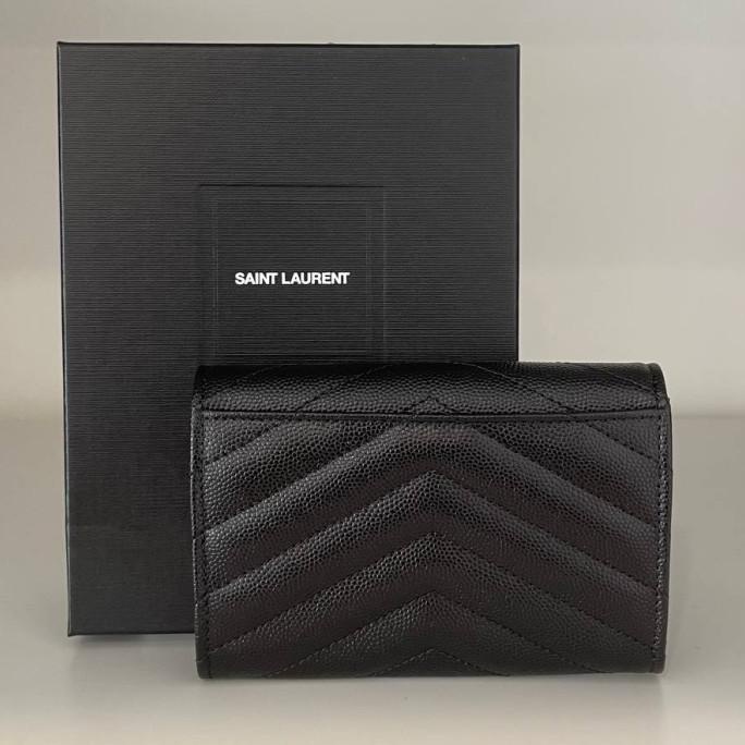 YSL Saint Laurent Mini Flap Wallet / Card holder / case Black GHW