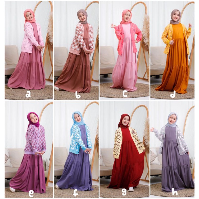 SETELAN GAMIS DRESS SET INNER DRESS OUTER CARDI ANAK