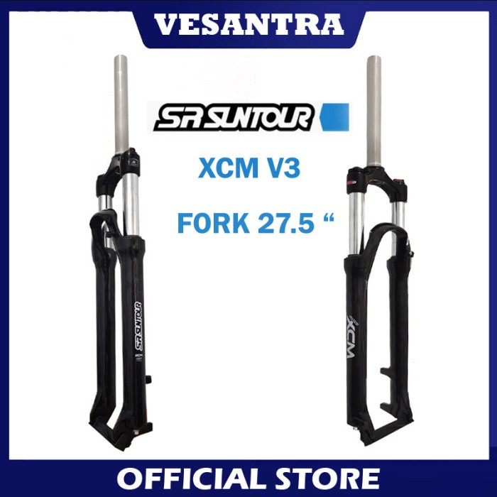 Sr Suntour Xcm V3 Fork Sepeda Mtb 27.5 Inch Coil Spring Qr Lurus Hitam
