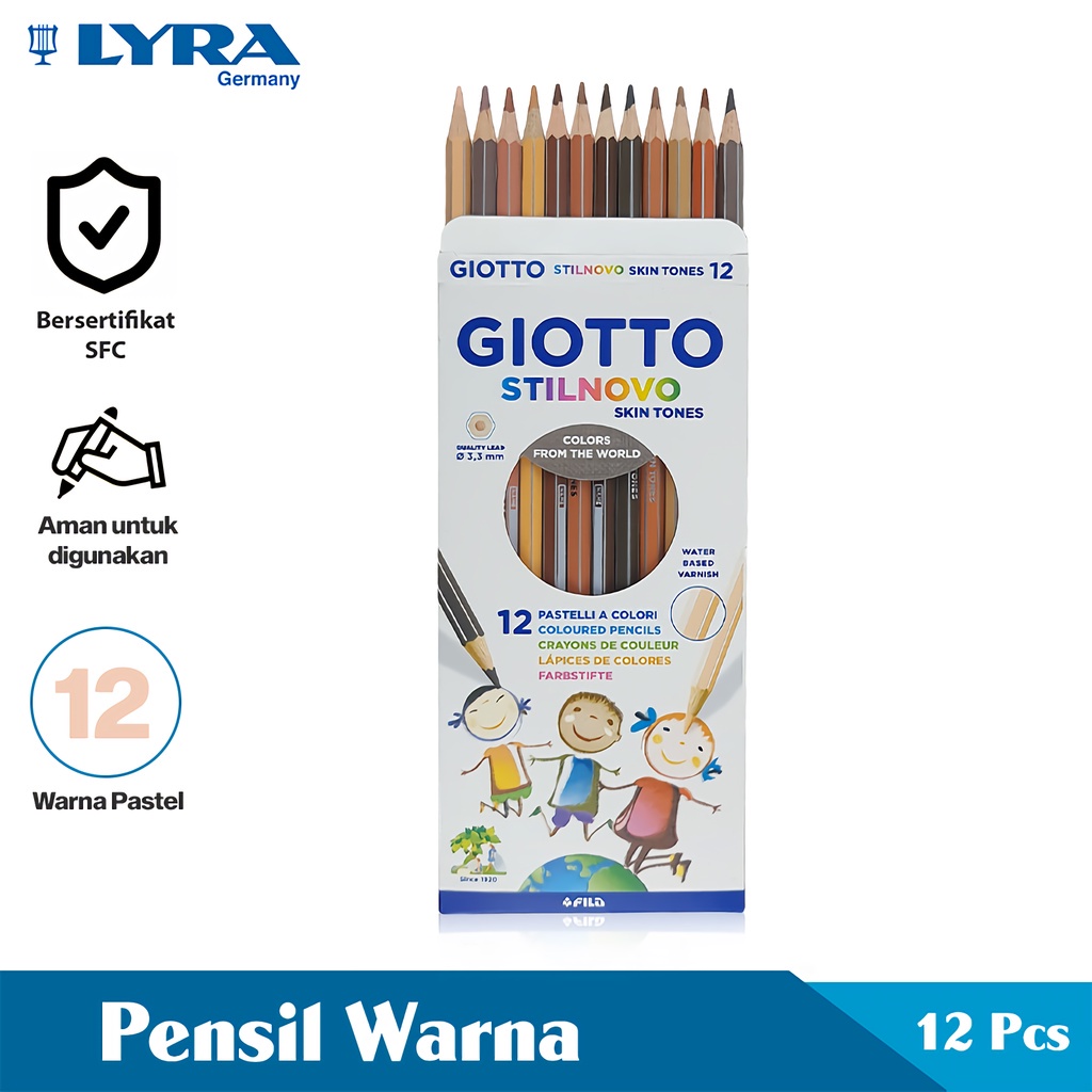 

Giotto Pensil Warna 12 Warna 3.3 Mm Stilnovo Skin Toner Color Pencils Pensil Mewarnai Lyr-257400 Water Based