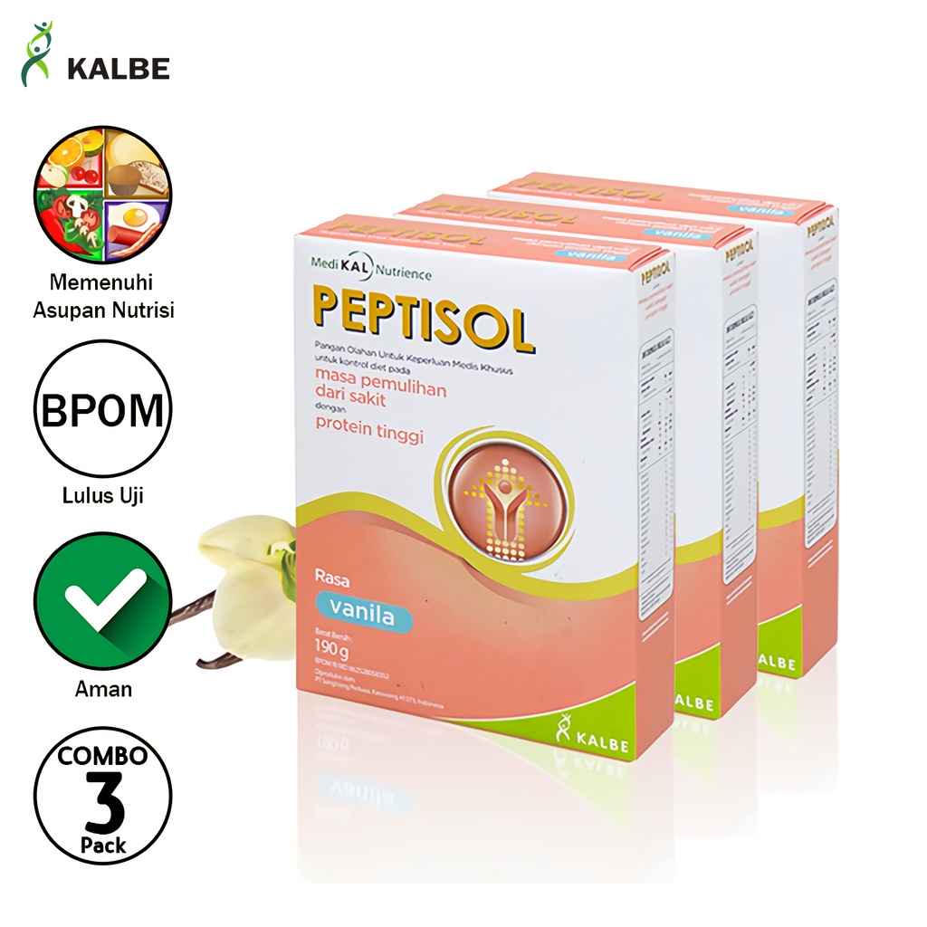 

Kalbe Peptisol Vanila Susu Kesehatan Combo 3 Pack Pangan Olahan Bpom Cmb03-Sah Vanila