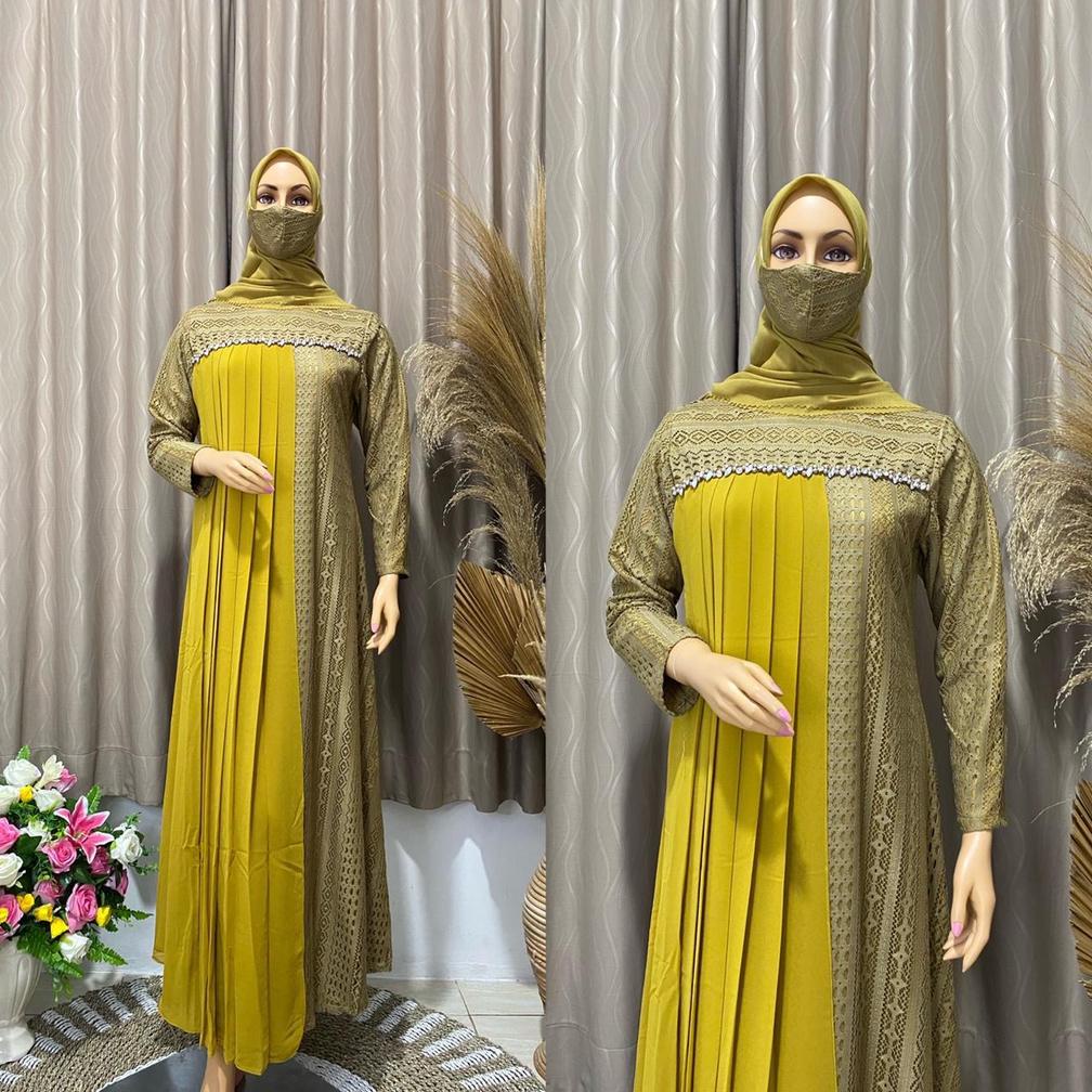 Gamis Clarissa| Gamis| Gamis Pesta| Gamis Brukat| Gamis Brukat Tile| Dress Brukat| Dress Kondangan