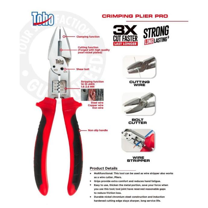 Tang Multifungsi Crimping Kupas Bolt Cutter Plier Pro 8 Inch Toho perkakas 54PR23