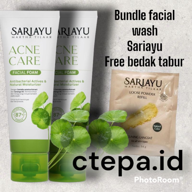 SARIAYU facial wash bundling, 2 facial wash free bedak tabur refil
