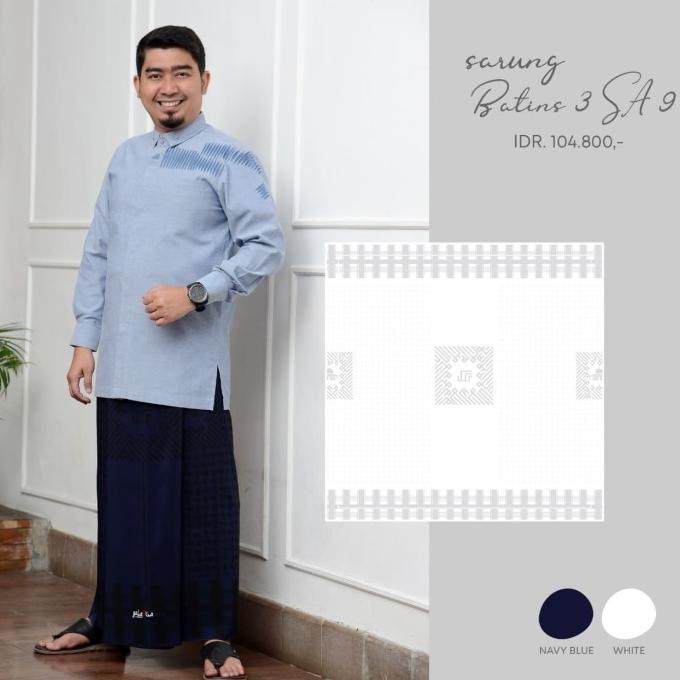 Sarung Rabbani warna Biru Tua Dongker motif Palestina Palestine Styles