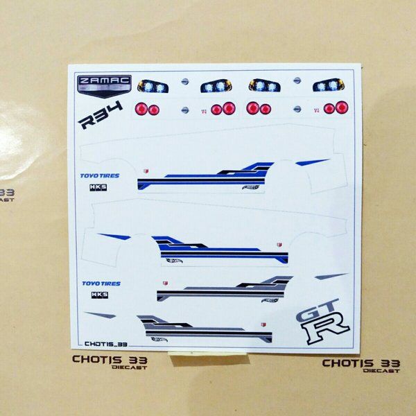 Decal hotwheels nissan skyline R34 ZAMAC