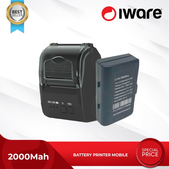 Meskas Battery Printer Mobile Kasir Bluetooth Zjiang Zj 5809 5809Ii 2000Mah