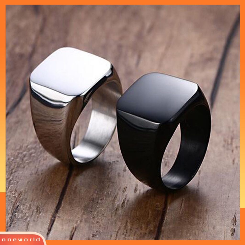 Cincin Couple Bentuk Kotak Geometris Glossy Gaya Hip Hop Untuk Hadiah Pernikahan