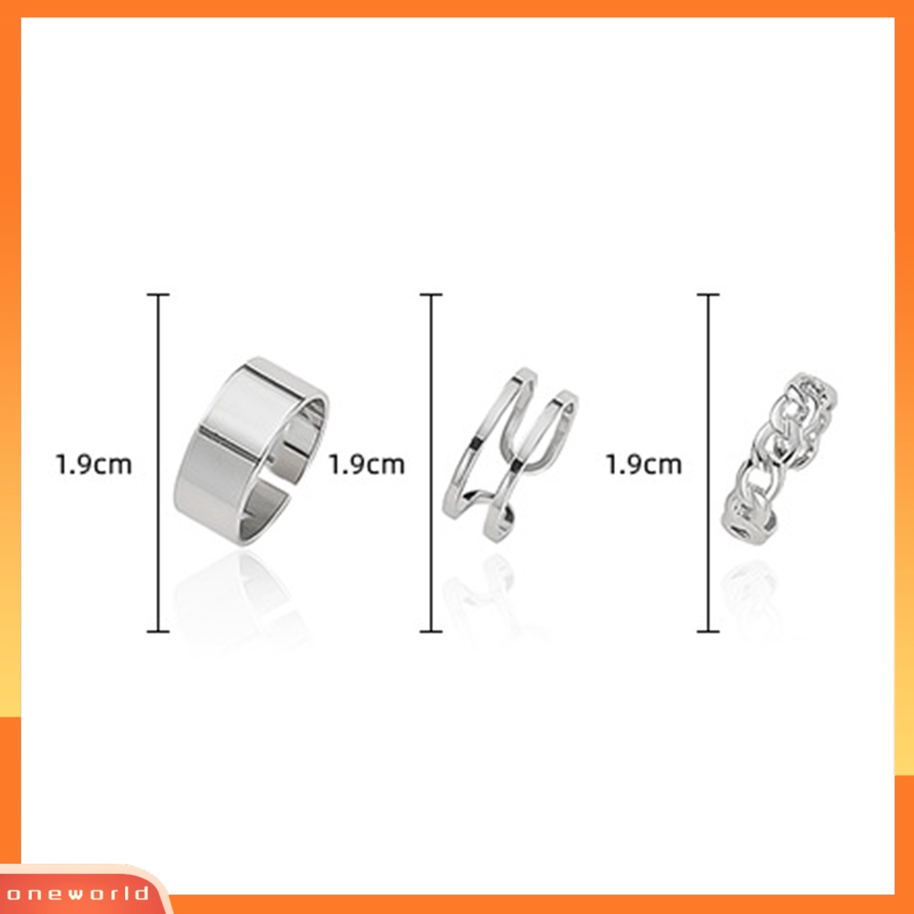 3pcs / Set Cincin Knuckle Model Terbuka Dapat Disesuaikan Untuk Aksesoris Perhiasan