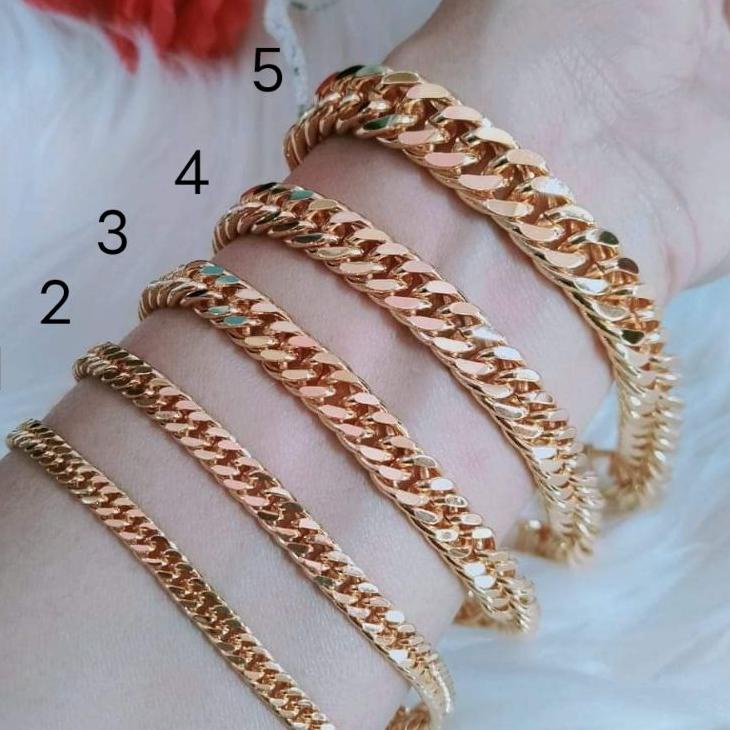 Paket Diskon (TERLENGKAP) GELANG RANTAI PRIA WANITA LAPIS EMAS 18K