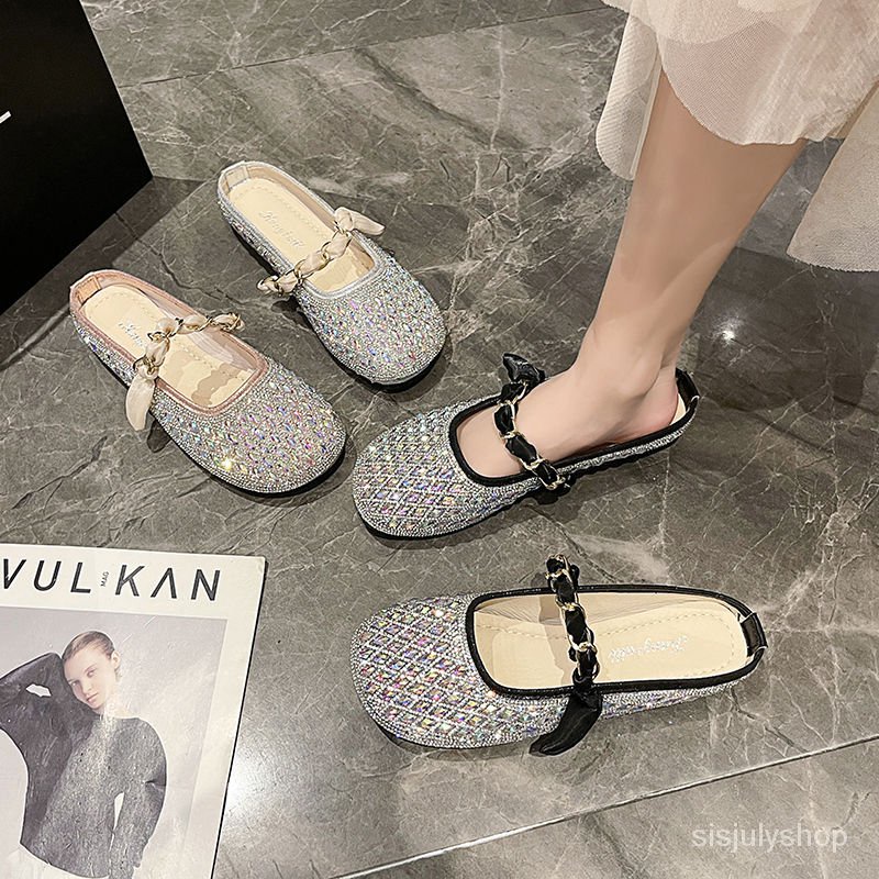 [✅BISA COD] #Sisjuly# Sepatu datar wanita / tas fashion kepala sandal setengah sandal sandal wanita