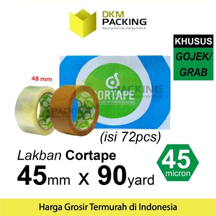 

Terlaris Lakban 45Mm X 90Yard Cortape Plakban Isolasi Premium Ojol /Dus
