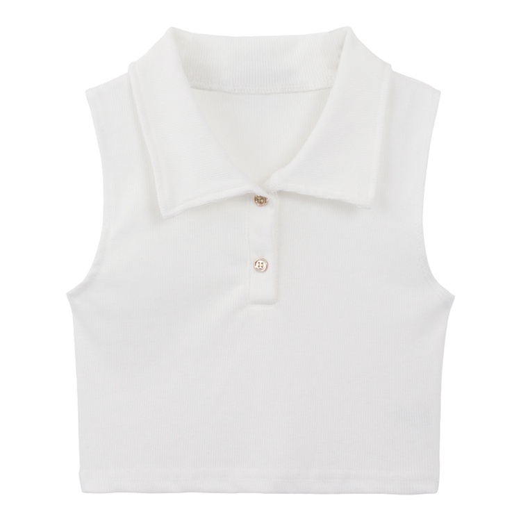 Red Hot girl POLO kerah gantung leher kamisol wanita musim panas baru dalam dan luar memakai slim putih pendek bottoming top