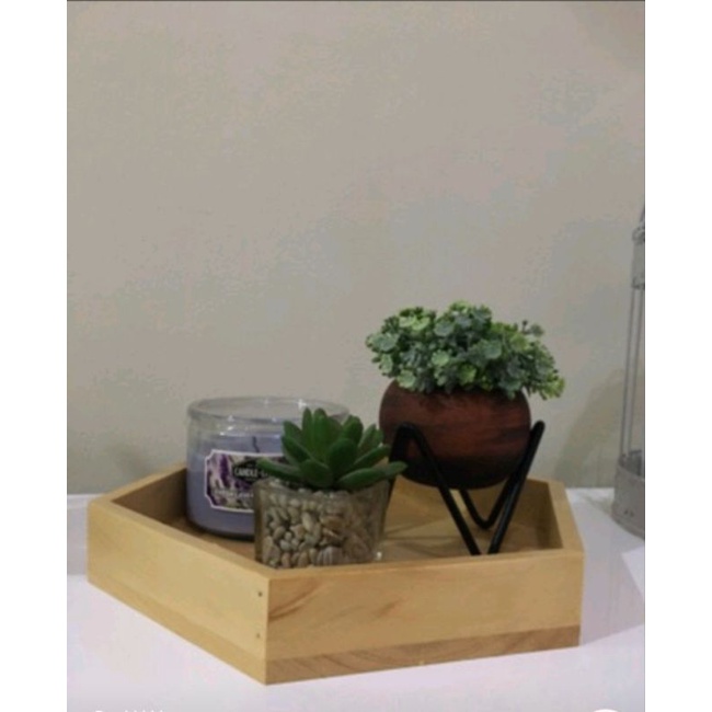 BAKI KAYU SEGI ENAM / NAMPAN KAYU / TRAY KAYU