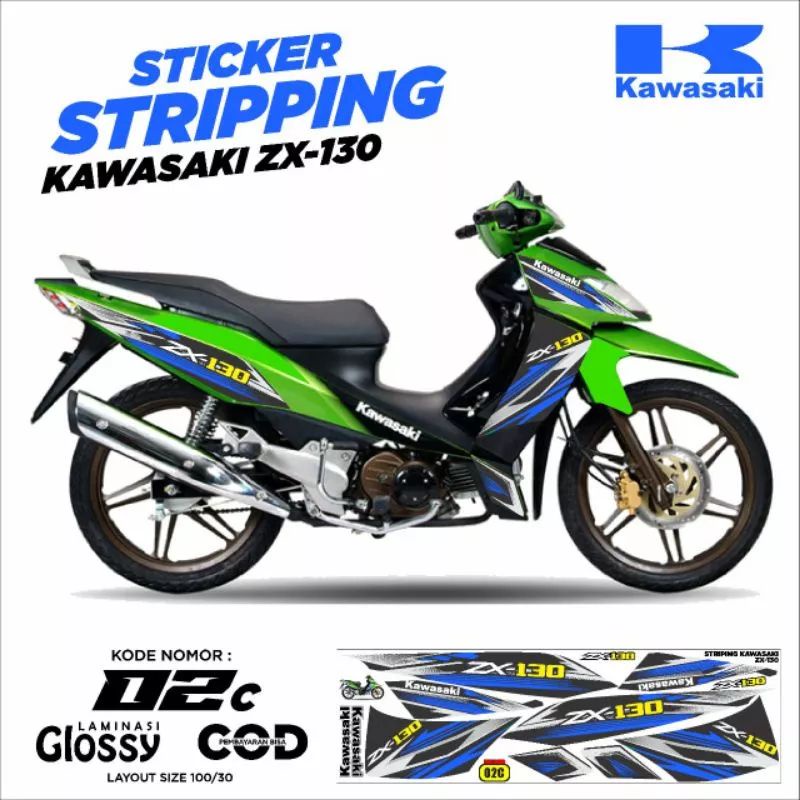 Stiker variasi Kawasaki ZX-130 Striping motor ZX130 stiker lis ZX 130