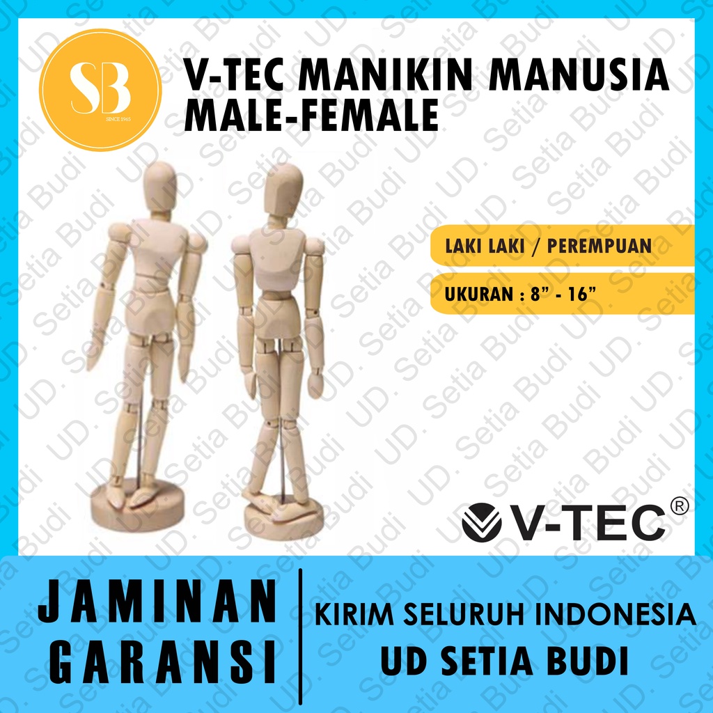 V-TEC Manekin Kayu Manusia / Mannequin Manusia Untuk Model Lukis