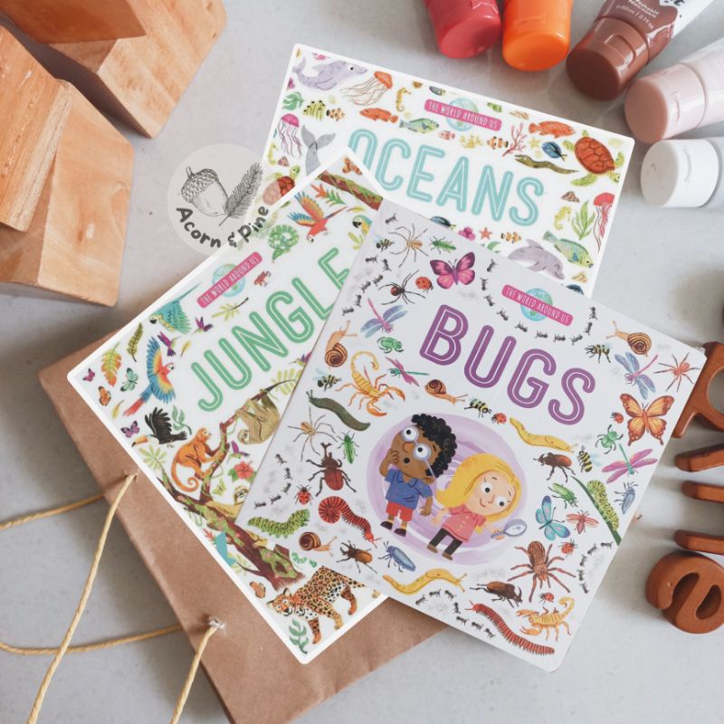 The World Around Us: Bugs / Jungle / Ocean - Children animal reference board book - Autumn publishin
