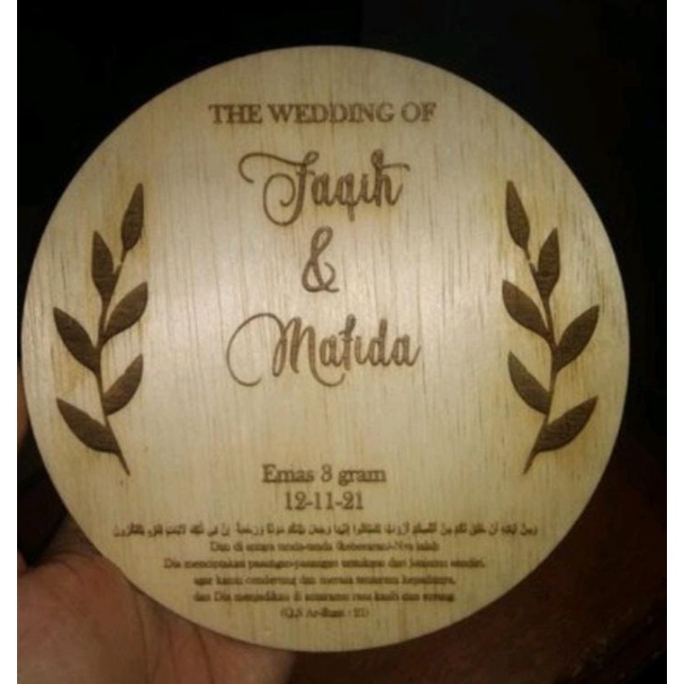 Kayu Nama Hiasan  Box Mahar/Scrabbook/Kayu Grafir  Nama Bulat Mahar