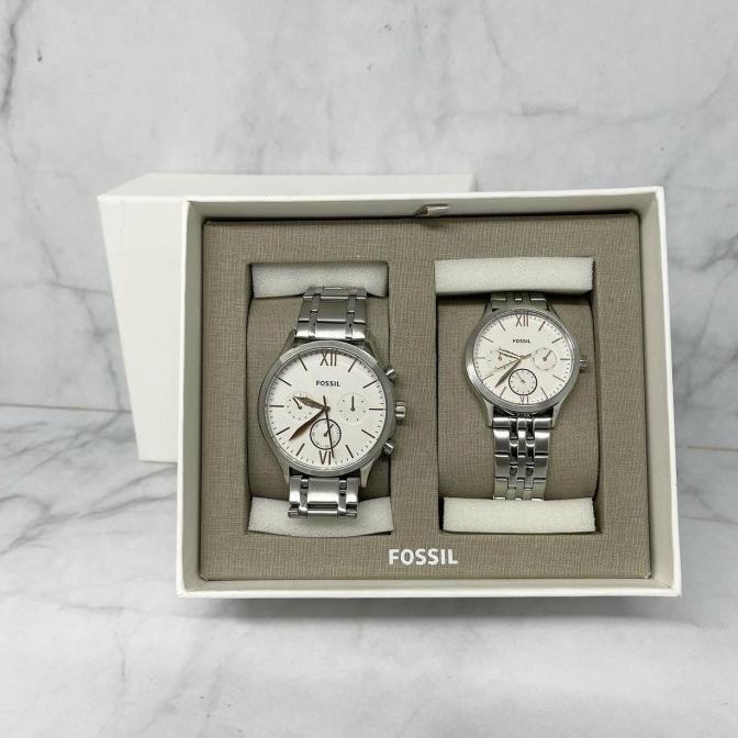 JAM TANGAN COUPLE JAM TANGAN FOSSIL COUPLE WATCH FENMLORE SILVER AUTHENTIC ASLI ORI EL09I09A82L