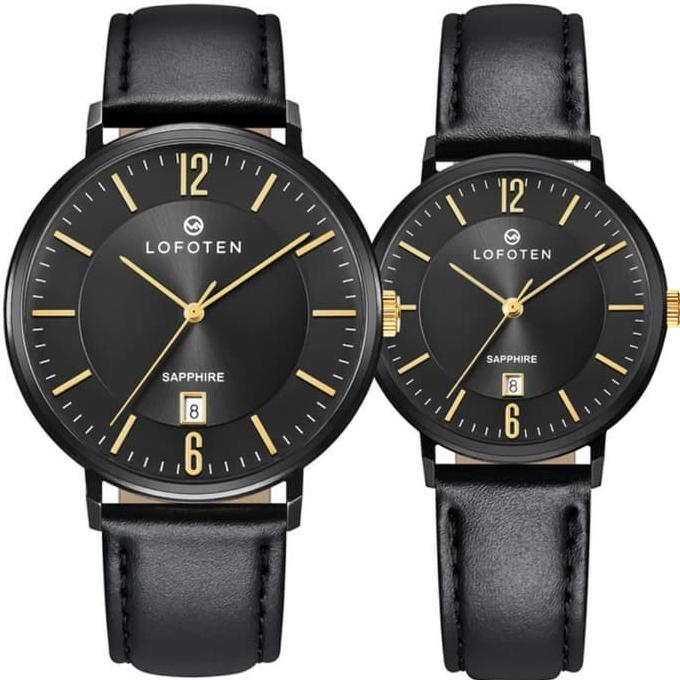 JAM TANGAN COUPLE LOFOTEN F-8103 M/L - JAM TANGAN COUPLE KULIT STAINLESS SAPPHIRE BLACK EL09I09A82L