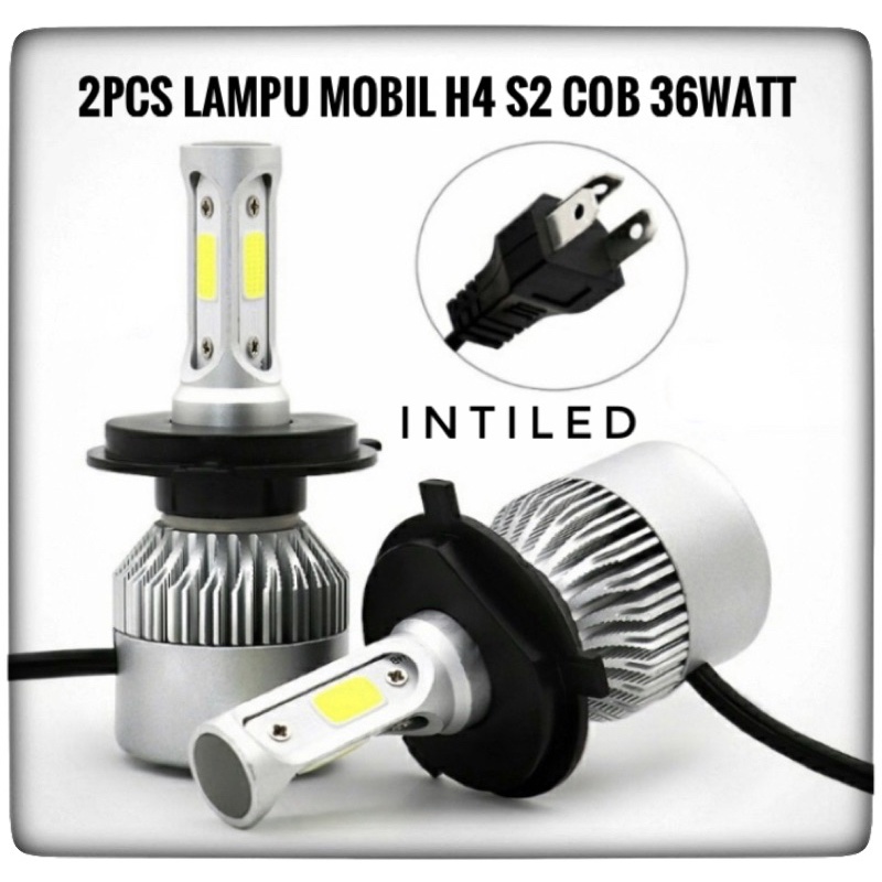 Sepasang Lampu Utama Led H4 S2 COB 8000lm 36watt hi lo