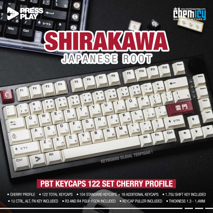 PRESS PLAY SHIRAKAWA JAPANESE ROOT PBT KEYCAPS 122 SET CHERRY PROFILE