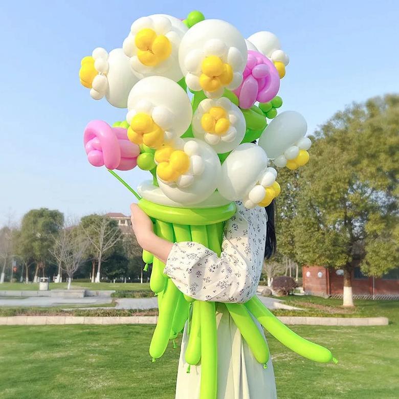 Lucu Kreatif Balon DIY Balon Buket Bunga Warna-Warni Balon Panjang Perlengkapan Pesta