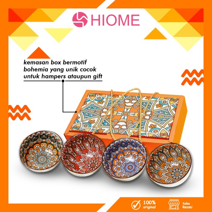 Hiome Set Mangkok Makan Motif Bohemia Mystery Garden / Mangkok Keramik Tr0147
