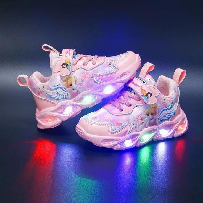 Sepatu Lampu LED Anak Perempuan [3-5 Tahun] Rainbow Princess Sneackers