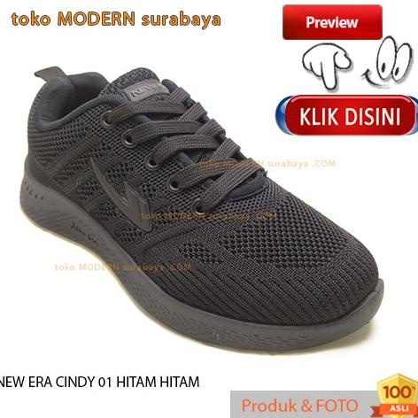 Sepatu anak sekolah sepatui sneakers tali NEW ERA CINDY 01 HITAM HITAM