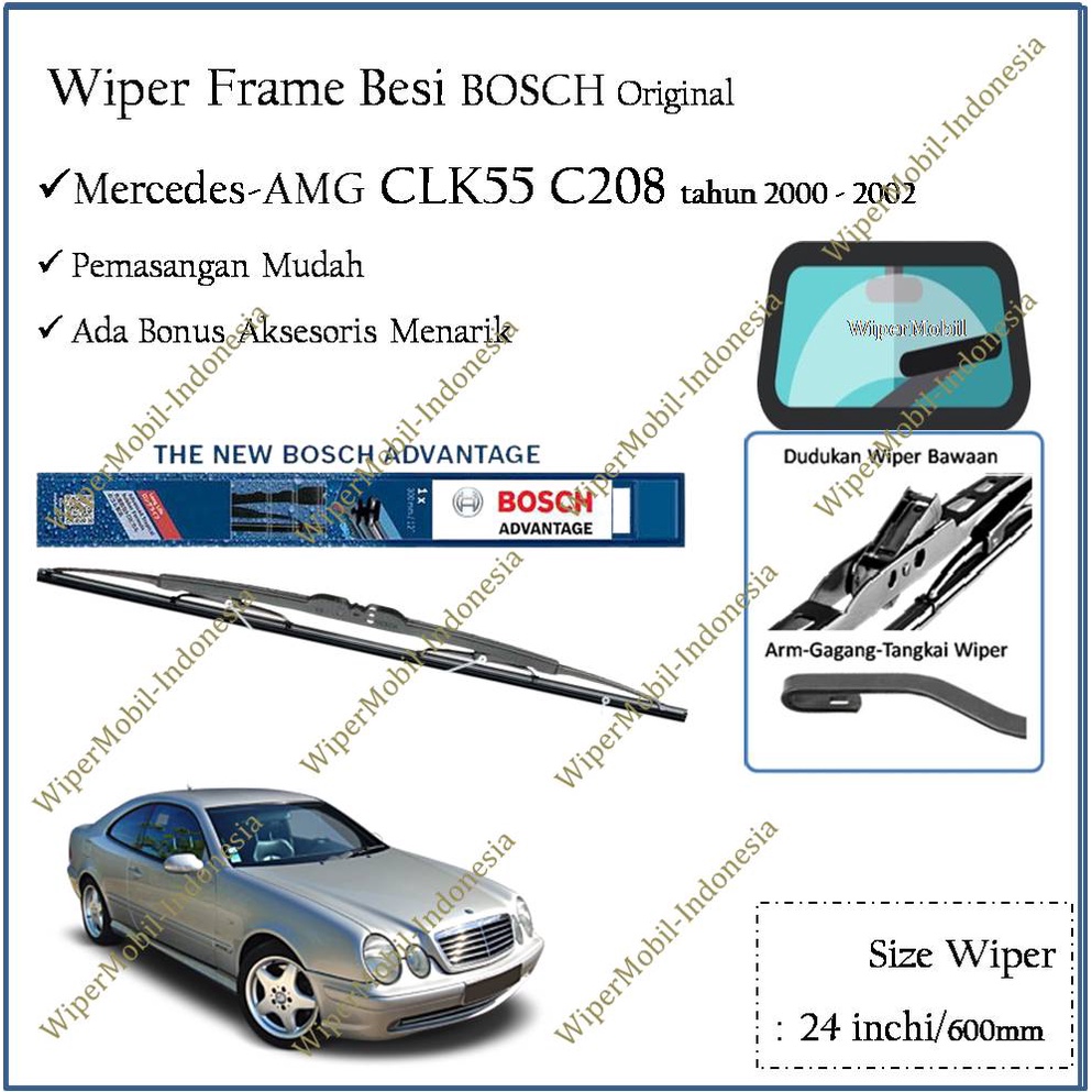 Wiper Frame Besi Mercedes AMG CLK55 C208 tahun 2000 2001 2002