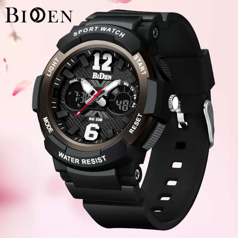 TERVIRAL!!! JAM TANGAN BIDEN WANITA ORIGINAL TERLARIS DUALTIME KASUAL RUBBER TAHAN AIR 30ATM KUARSA