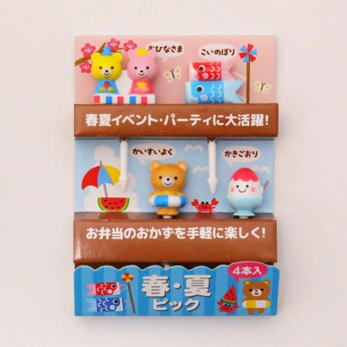 TORUNE BENTO PICKS FESTIVAL KOINOBORI SET 4PCS ORI JAPAN / TUSUK BENTO PALING BARU