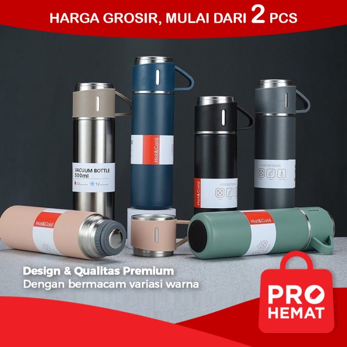 PROHEMAT THERMOS VACCUM FLASK GELAS CANGKIR LIFE POLOS NON LED TERBARU