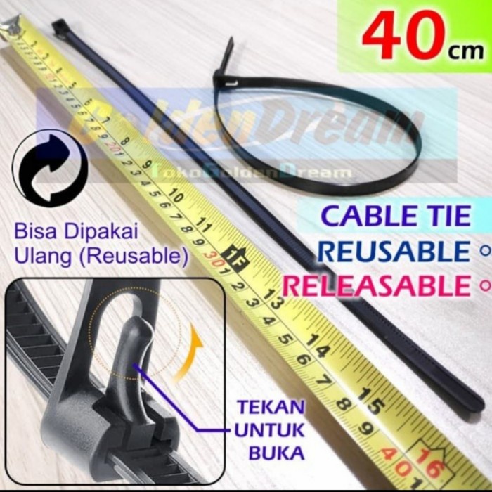 

kabel tis buka tutup 40 cm cable ties releasable kabel klip tali tis murah