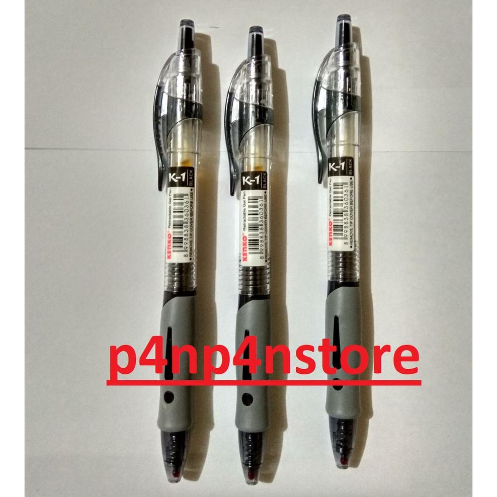 

Terlaris 1 Lusin Gel Pen Kenko K-1 Black/Pen Gel Kenko K-1 Hitam/Biru
