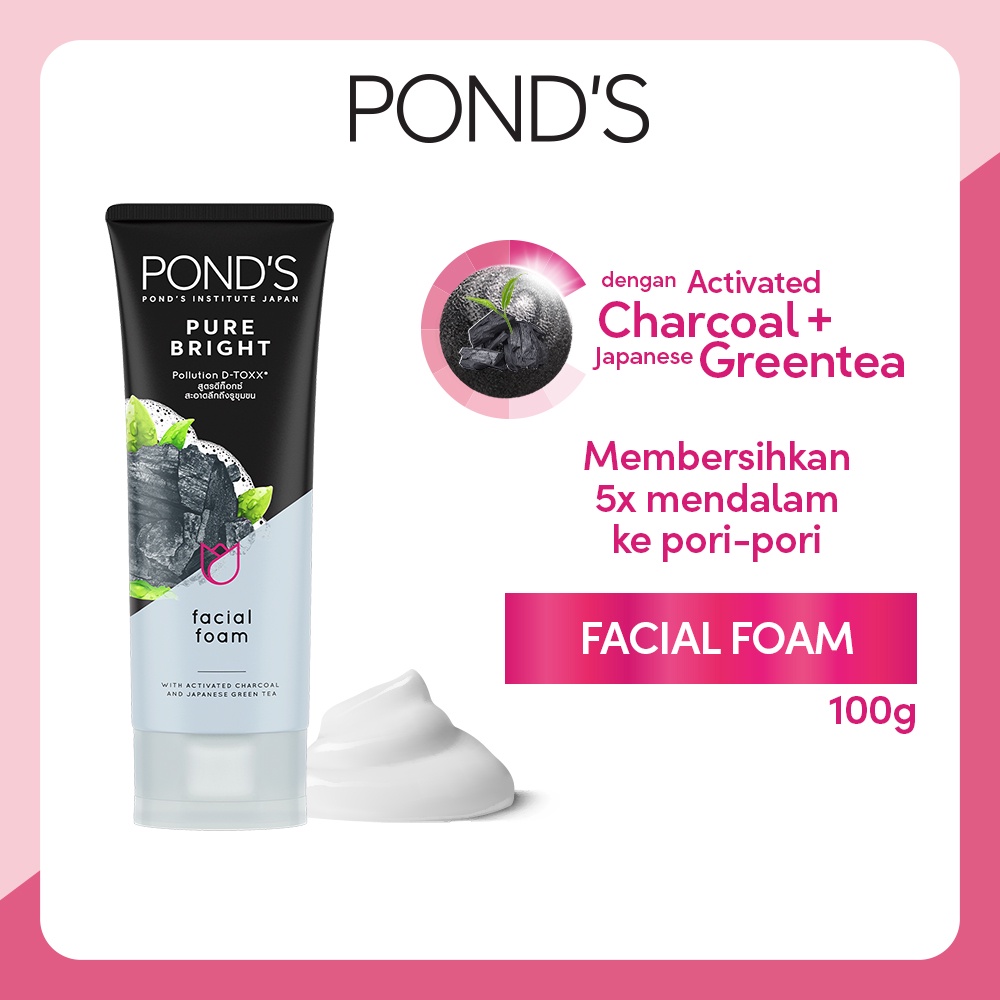 Ponds Facial Wash Pure Bright 100G - Sabun Muka, Facial Foam, Sabun Pembersih Muka