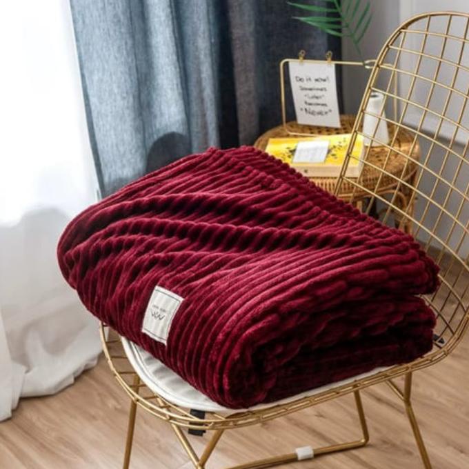 Selimut Bulu Halus Tebal Selimut Polos SALUR LIST Selimut Dewasa Jumbo