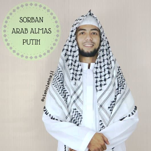 Sorban Sorban Arab Almas Putih/Sorban Surban Haji/Keffiyeh, Sorban, Shemagh(W8A9) Sorban Arab Hitam 