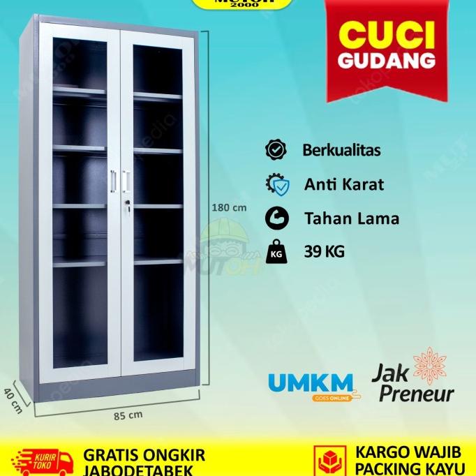 

lemari arsip lemari besi filling cabinet - pintu kaca swing tarik