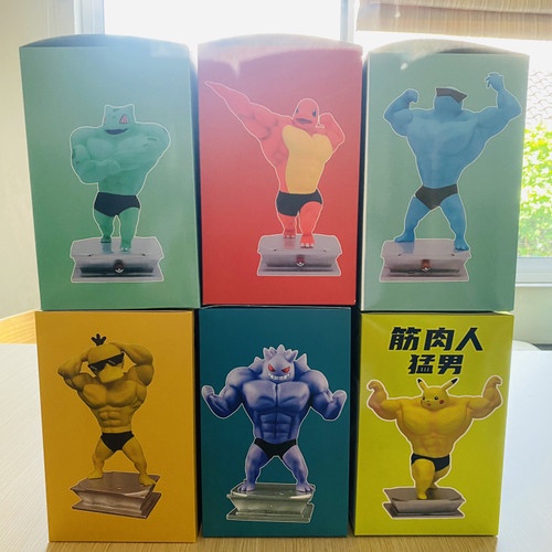 Figure Pokemon Muscle Body Builder Diorama Gengar Bulbasaur Pikachu H-r1314