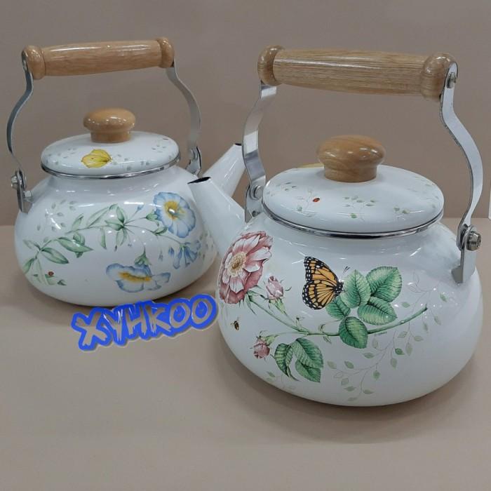 Cerek / Ceret enamel teko enamel 25E motif kupu kupu