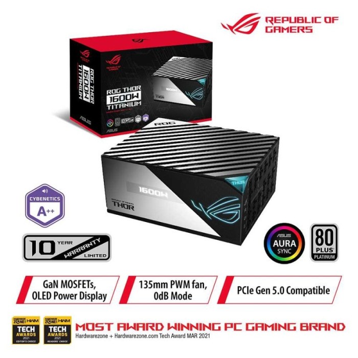 Asus ROG Thor 1600W Titaninum - 80+ OLED Display PCIe 5.0 1600T