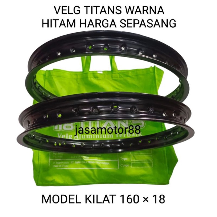 VELG TITANS ALLOY RX KING UKURAN 160 × 18 WARNA HITAM MODEL KILAT SEPASANG