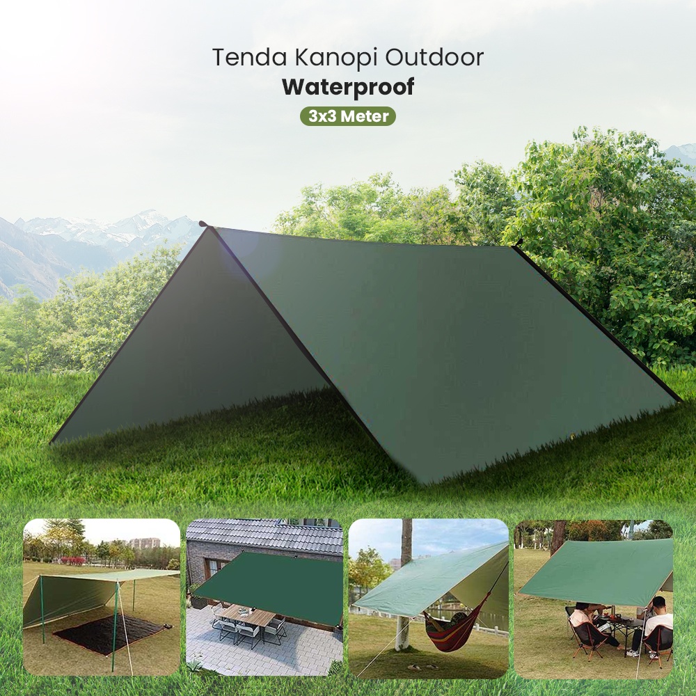 G8UI Top Lander Tenda Kanopi Outdoor Camping Tent Waterproof 3x3 MeterTl1Green Or-i